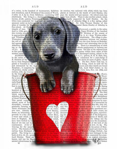 Buckets of Love Dachshund Puppy White Modern Wood Framed Art Print with Double Matting by Fab Funky