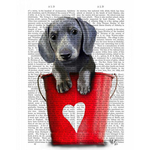 Buckets of Love Dachshund Puppy White Modern Wood Framed Art Print by Fab Funky