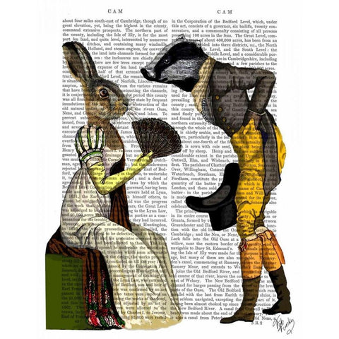 Look Of Love Regency Badger and Hare Couple Gold Ornate Wood Framed Art Print with Double Matting by Fab Funky