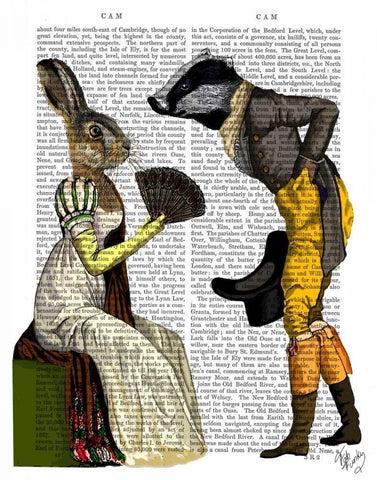 Look Of Love Regency Badger and Hare Couple Black Ornate Wood Framed Art Print with Double Matting by Fab Funky