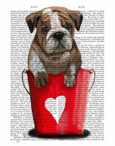 Bulldog Bucket Of Love Red White Modern Wood Framed Art Print with Double Matting by Fab Funky