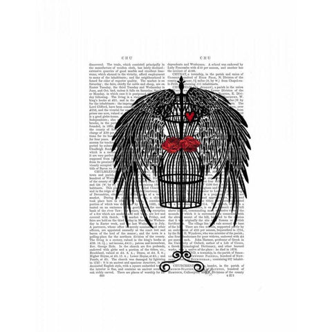 Mannequin With Black Wings Black Modern Wood Framed Art Print with Double Matting by Fab Funky