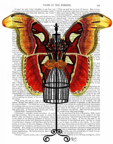 Mannequin Red And Yellow Butterfly White Modern Wood Framed Art Print with Double Matting by Fab Funky