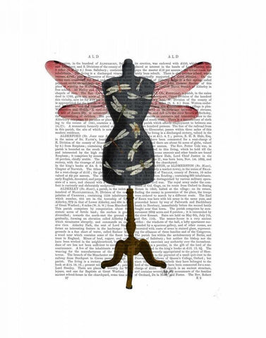 Dragonfly Mannequin White Modern Wood Framed Art Print with Double Matting by Fab Funky