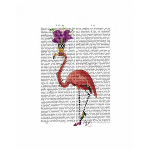 Mardi Gras Flamingo Full Black Modern Wood Framed Art Print with Double Matting by Fab Funky