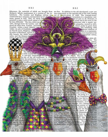 Mardi Gras Gaggle of Geese White Modern Wood Framed Art Print with Double Matting by Fab Funky