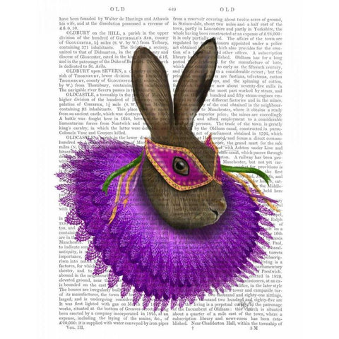 Mardi Gras Hare Black Modern Wood Framed Art Print with Double Matting by Fab Funky