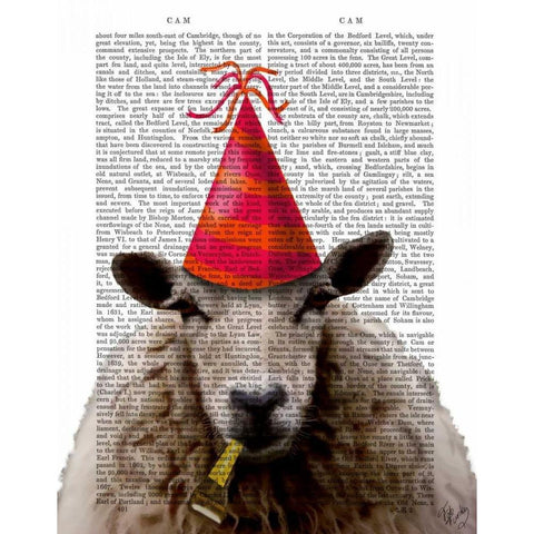 Party Sheep Black Modern Wood Framed Art Print with Double Matting by Fab Funky