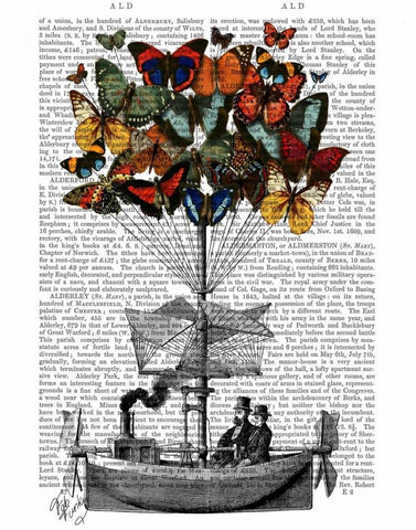 Butterfly Airship White Modern Wood Framed Art Print with Double Matting by Fab Funky