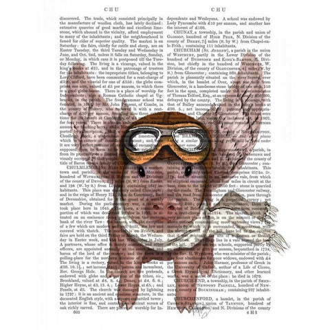 Aviator Piggy White Modern Wood Framed Art Print by Fab Funky