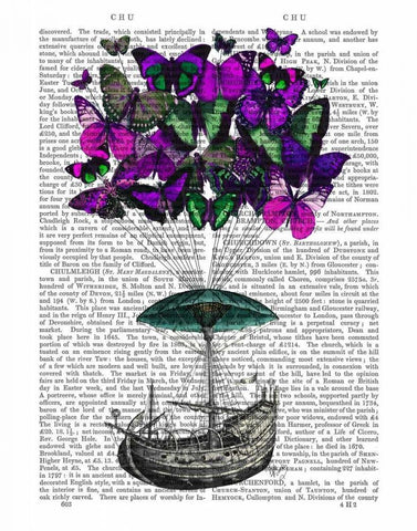 Butterfly Airship 2 Purple and Green Black Ornate Wood Framed Art Print with Double Matting by Fab Funky