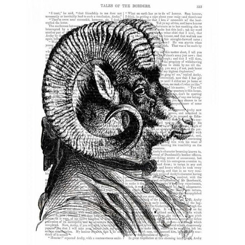 Bighorn Sheep In Suit Black Modern Wood Framed Art Print with Double Matting by Fab Funky