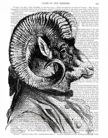 Bighorn Sheep In Suit Black Ornate Wood Framed Art Print with Double Matting by Fab Funky