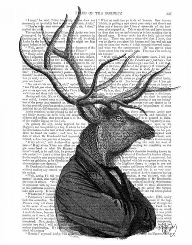 Deer Portrait 1 White Modern Wood Framed Art Print with Double Matting by Fab Funky