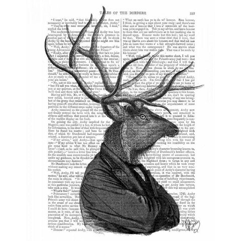 Deer Portrait 1 White Modern Wood Framed Art Print by Fab Funky