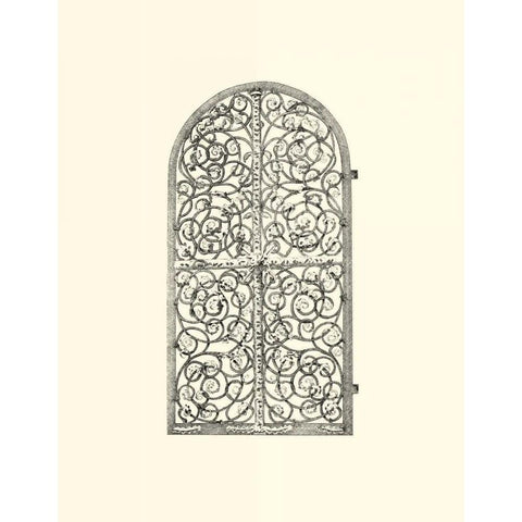 B-W Wrought Iron Gate VI White Modern Wood Framed Art Print by Unknown