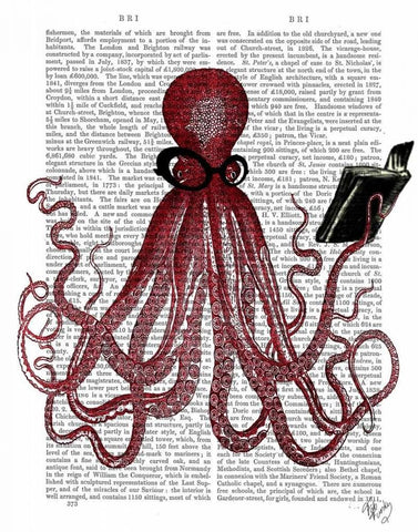 Intelligent Octopus Black Ornate Wood Framed Art Print with Double Matting by Fab Funky