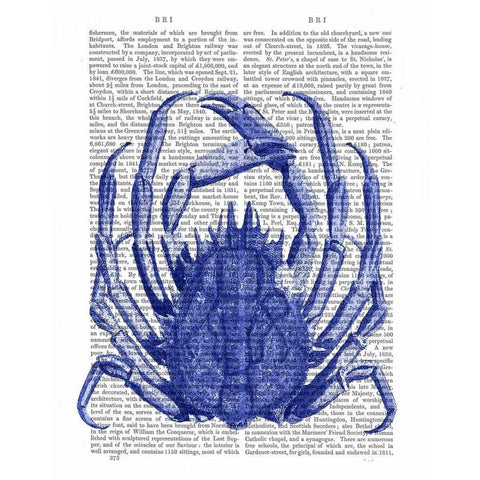 Blue Crab White Modern Wood Framed Art Print by Fab Funky