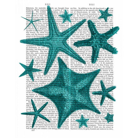 Green Starfish Collection White Modern Wood Framed Art Print by Fab Funky