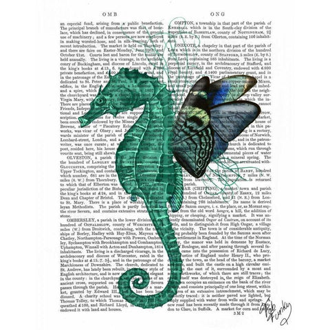 Winged Seahorse Black Modern Wood Framed Art Print with Double Matting by Fab Funky