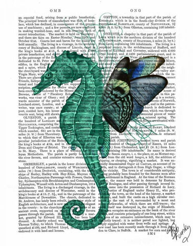 Winged Seahorse White Modern Wood Framed Art Print with Double Matting by Fab Funky