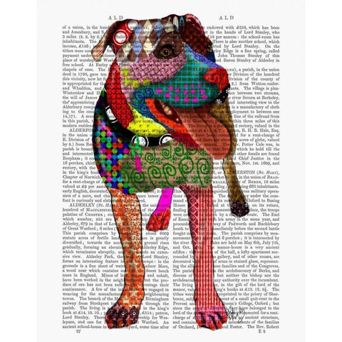 Staffordshire Bull Terrier - Patchwork Black Modern Wood Framed Art Print with Double Matting by Fab Funky