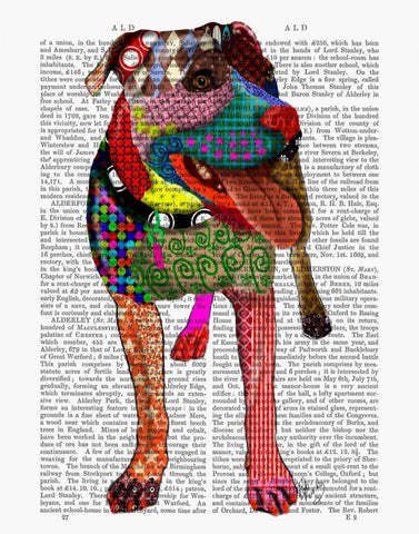 Staffordshire Bull Terrier - Patchwork Black Ornate Wood Framed Art Print with Double Matting by Fab Funky