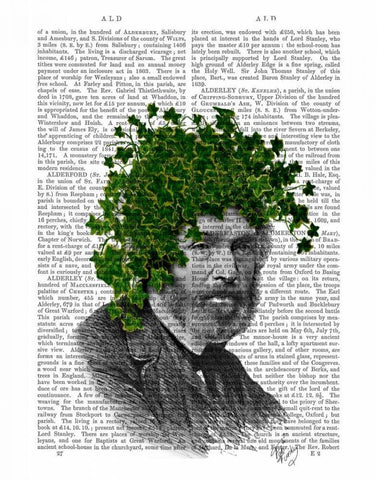 Ivy Head Plant Head White Modern Wood Framed Art Print with Double Matting by Fab Funky