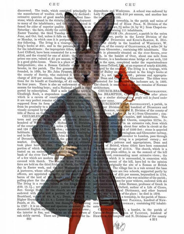 Rabbit and Bird Black Ornate Wood Framed Art Print with Double Matting by Fab Funky