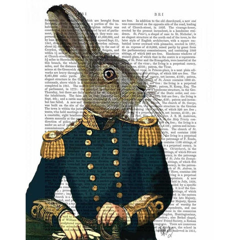 Lieutenant Hare Gold Ornate Wood Framed Art Print with Double Matting by Fab Funky