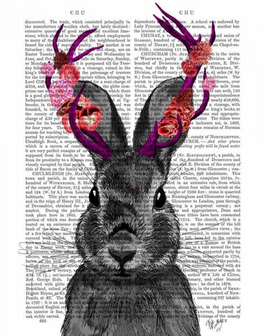 Jackalope with Pink Antlers White Modern Wood Framed Art Print with Double Matting by Fab Funky