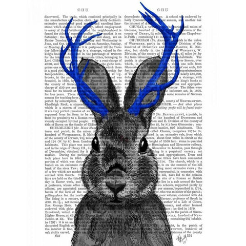 Jackalope with Blue Antlers Black Modern Wood Framed Art Print with Double Matting by Fab Funky