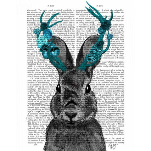 Jackalope with Turquoise Antlers Black Modern Wood Framed Art Print with Double Matting by Fab Funky