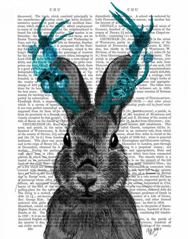 Jackalope with Turquoise Antlers White Modern Wood Framed Art Print with Double Matting by Fab Funky