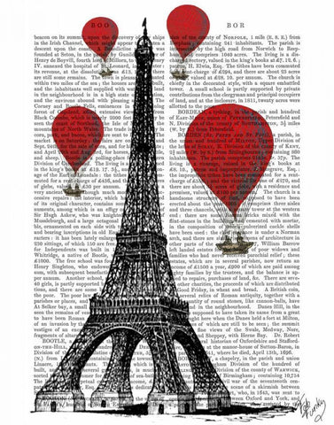 Eiffel Tower and Red Hot Air Balloons Black Ornate Wood Framed Art Print with Double Matting by Fab Funky