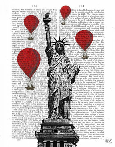 Statue Of Liberty and Red Hot Air Balloons Black Ornate Wood Framed Art Print with Double Matting by Fab Funky