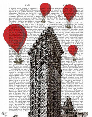 Flat Iron Building and Red Hot Air Balloons Black Ornate Wood Framed Art Print with Double Matting by Fab Funky