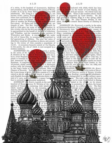 St Basils Cathedral and Red Hot Air Balloons Black Ornate Wood Framed Art Print with Double Matting by Fab Funky