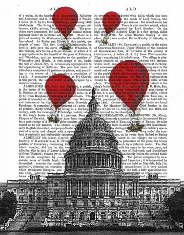 US Capitol Building and Red Hot Air Balloons White Modern Wood Framed Art Print with Double Matting by Fab Funky