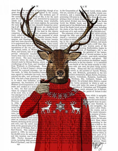 Deer in Ski Sweater Black Ornate Wood Framed Art Print with Double Matting by Fab Funky