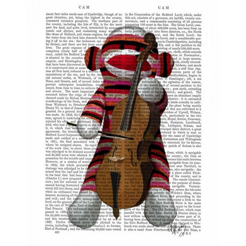 Sock Monkey and Cello White Modern Wood Framed Art Print by Fab Funky