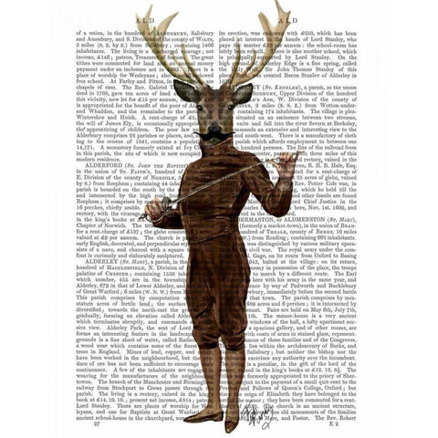 Fencing Deer Full White Modern Wood Framed Art Print by Fab Funky