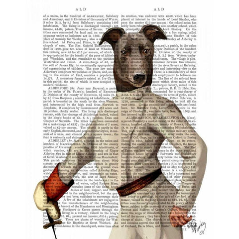 Greyhound Fencer in Cream Portrait White Modern Wood Framed Art Print by Fab Funky