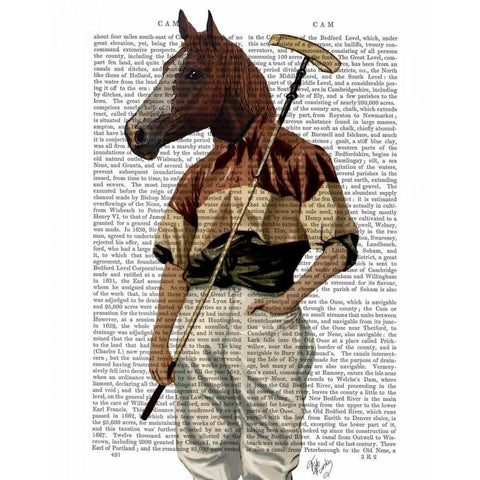 Polo Horse Portrait Gold Ornate Wood Framed Art Print with Double Matting by Fab Funky