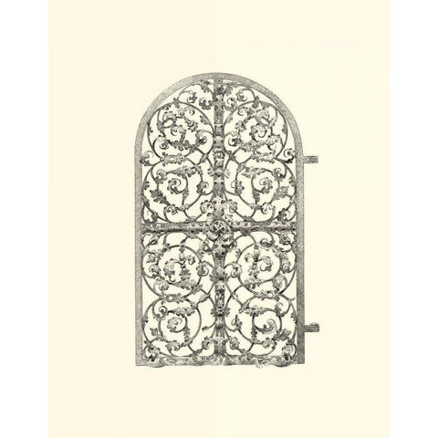 B-W Wrought Iron Gate VII White Modern Wood Framed Art Print by Unknown