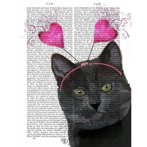 Black Cat Valentines Black Modern Wood Framed Art Print with Double Matting by Fab Funky