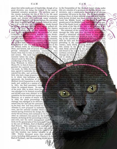 Black Cat Valentines Black Ornate Wood Framed Art Print with Double Matting by Fab Funky