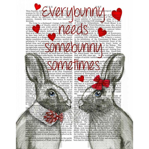 Everybunny Gold Ornate Wood Framed Art Print with Double Matting by Fab Funky