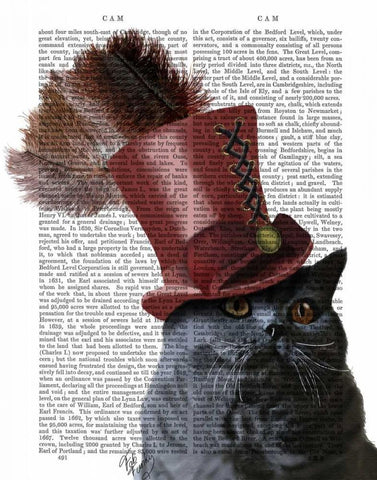 Grey Cat With Steampunk Top Hat White Modern Wood Framed Art Print with Double Matting by Fab Funky