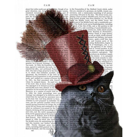 Grey Cat With Steampunk Top Hat Gold Ornate Wood Framed Art Print with Double Matting by Fab Funky